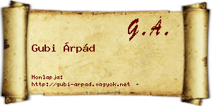 Gubi Árpád névjegykártya